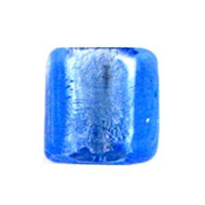 Glasperle Silverfoil, Strang 40 cm,ca.40 Stck quadrat 10mm, l. sapphire