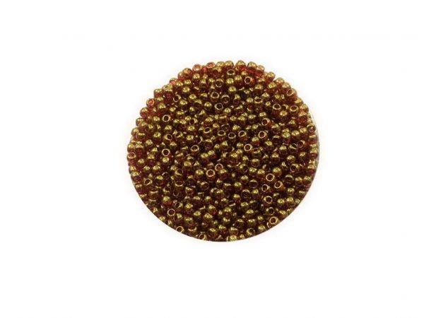 Toho Rocailles 11-0, ca. 2,1mm, 10g, TR421 Gold Lustered Transparent Pink