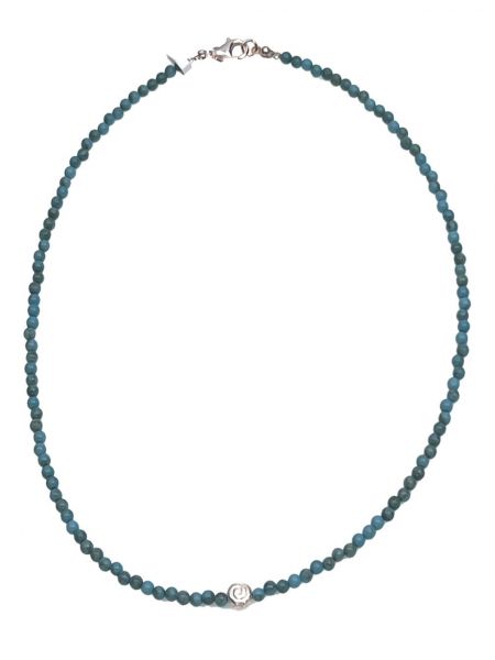 Halskette, 3mm Türkisperlen, Sterlingsilber Zwischenteile und Silberverschluss, ca.43cm lang