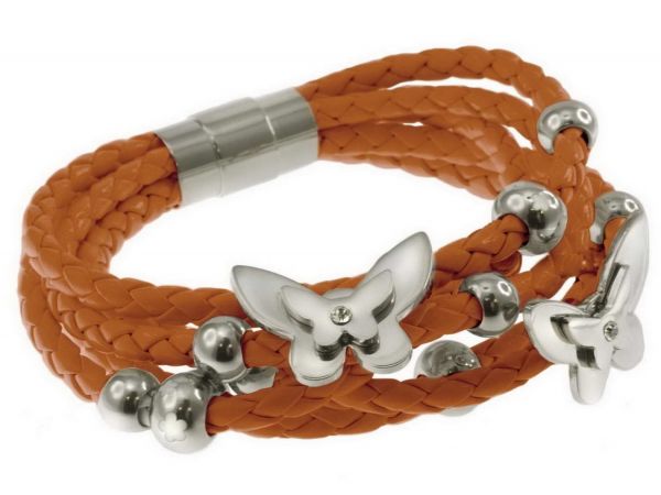 Armband mehrreihig, mit Edelstahlelementen und Edelstahl Magnetverschluss, 21cm lang orange