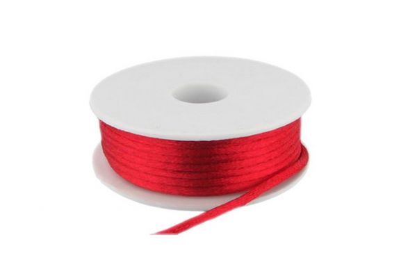 Satinkordel, 2mm, 10 m Rolle, rot